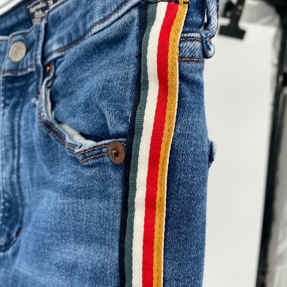 Abercrombie and Fitch Blue Denim Jeans with Side Stripe - Picture 5 of 6